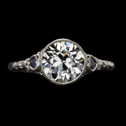 Vintage-Stil alter Bergmann Diamant & Herz Saphir Ring 3.50 Karat