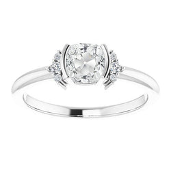 Weißgold Ehering alter Bergmann Diamant halbe Lünette Set 2 Karat