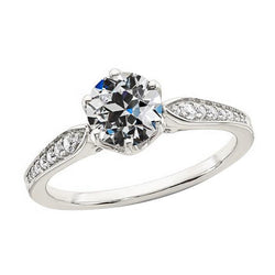 Weißgold Runder Altschliff Diamantring 2,75 Karat Damenschmuck
