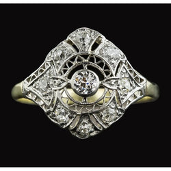 Wie edwardianischer Schmuck runder Diamant-Ring im Vintage-Stil im alten Minenschliff