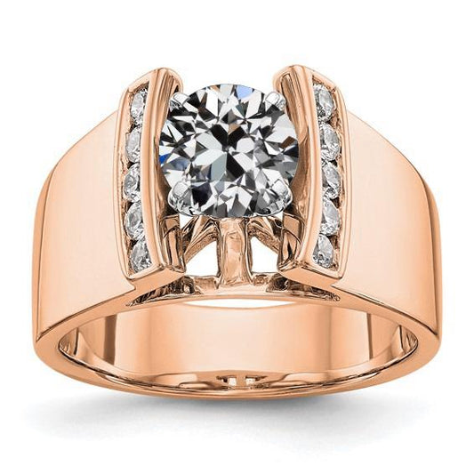 Zweifarbiger runder alter Bergmann Diamantring-Zinkenkanal-Set 3,25 Karat - harrychadent.ch