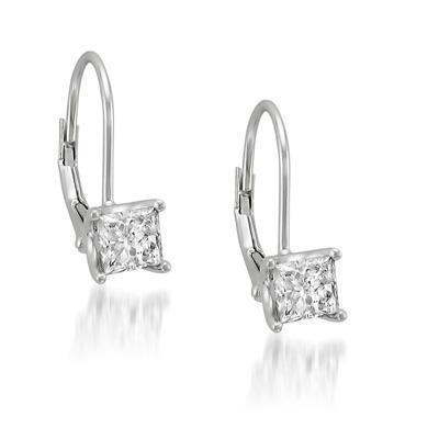 1 karat princess cut solitär-diamant-hebelohrring