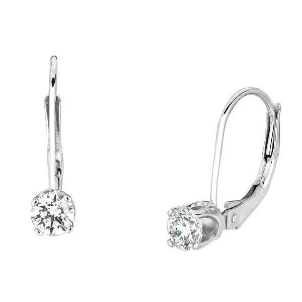 Runde Diamanten 0,50 Karat Leverback-Ohrring-Paar Weißgold-Ohrringe