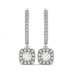3 Karat runde Diamanten hängende baumelnde Paar Ohrringe Weiß 14K