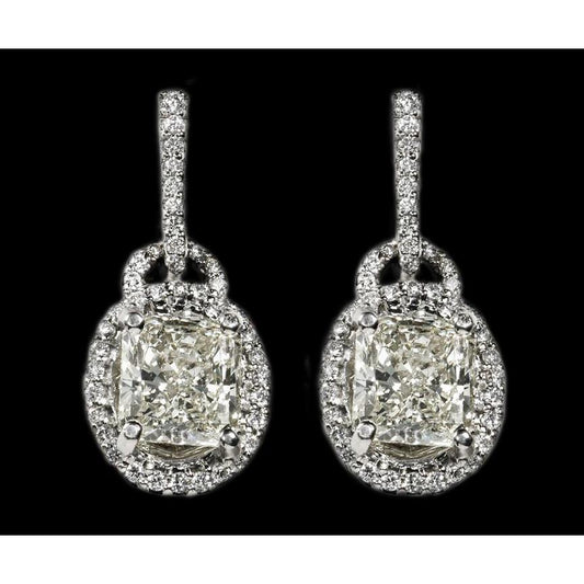 3,51 ct. Weißgold-Ohrring mit Radiant Cut Diamants Lever Backs
