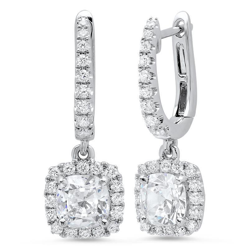 3.50 Carats Jewelry Cushion And Runden Halo Diamant Dangle Earring