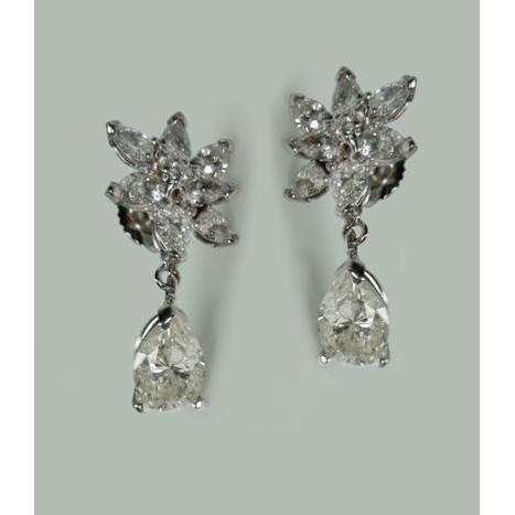4 Karat Birnenform Marquise Diamant baumeln hängende Ohrringe