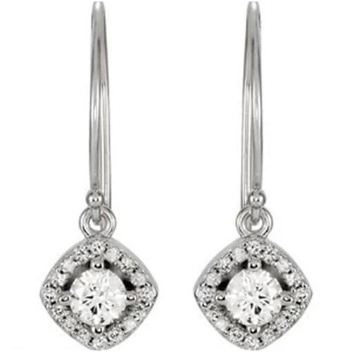 Diamant-Ohrringe im Halo-Stil 1.60 Karat 14K Weißgold