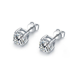 1 Karat Solitaire Rundschliff Diamant Ohrstecker 14K Weißgold