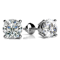 14K White Gold Prong Set 3 Carats Diamanten Studs Earrings