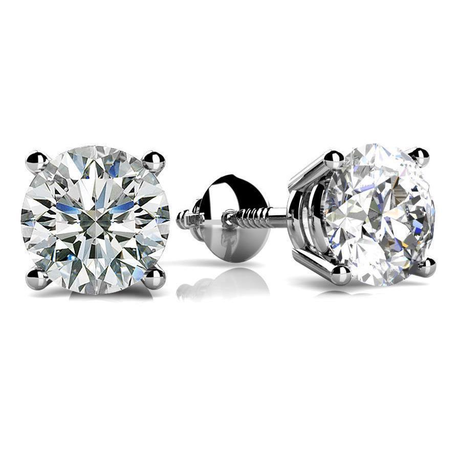 14k white gold prong set 3 carats diamanten studs earrings