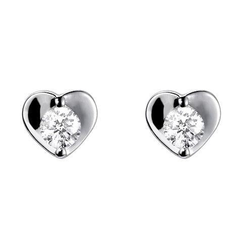 2 carats heart shape stud earrings runden cut diamants white gold