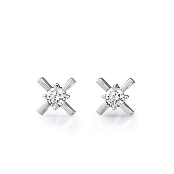 2 ct runden cut diamants x and o style stud earrings white gold