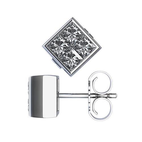 2 karat lünette set princess cut diamant ohrstecker 14k weißgold