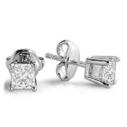 2 Karat Prinzessin Diamant Ohrstecker Gold massiv weiß Krappenset