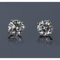 2 Karat Weißgold Ohrstecker mit runden Diamanten