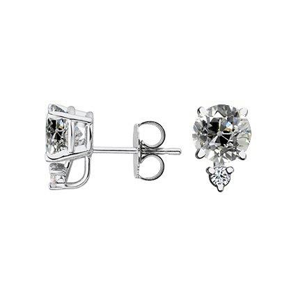 2 Stein Diamant Ohrstecker alter Bergmann Ohrringe 2,50 Karat Push Backs - harrychadent.ch