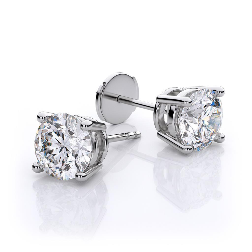 3 Carat DiamantStuds Earrings White Gold 14K