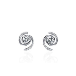 3 Carats Circle Shape Stud Earrings Runden Cut Diamants White Gold