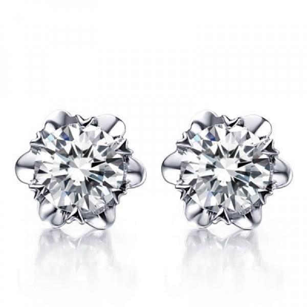 Beautiful Runden Shape DiamantStud Earring 3 Carat White Gold 14K