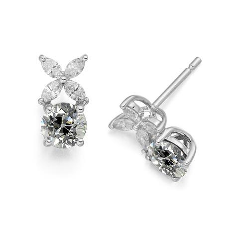 Damen Ohrstecker Marquise & Runden alter Bergmann Diamants 3,50 Karat - harrychadent.ch