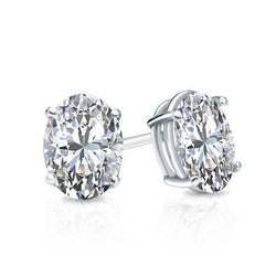 Damen Ohrstecker mit Diamanten im Ovalschliff 1,40 Karat Weißgold 14K