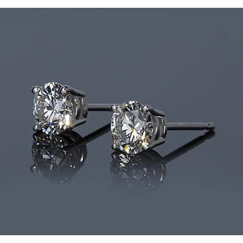 Diamant Ohrstecker 1,50 Karat Krappen Rund Weißgold 14K - harrychadent.ch