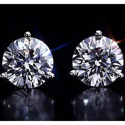 Dreipoliger Ohrstecker runder Diamant 2,50 Karat Schmuck