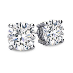 Funkelnder 2 Karat runder Diamant-Ohrstecker Weißgold 14K