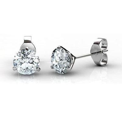 Ohrstecker mit drei Krappen 4,50 Karat Diamanten im Rundschliff 14K - harrychadent.ch