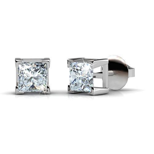 Princess Cut Diamant Ohrstecker 1,60 Kt Weißgold 14K