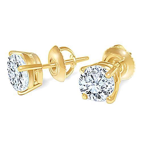 Runde Diamant Ohrstecker Paar 1,80 Karat Gelbgold 14K Ohrstecker