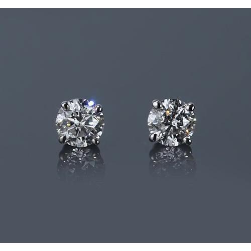 Runder Diamant-Ohrstecker 1 Karat vier Zinken Weißgold 14K Schmuck - harrychadent.ch