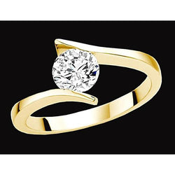 1 Karat runder Diamant Solitaire Tension Style Gelbgoldring
