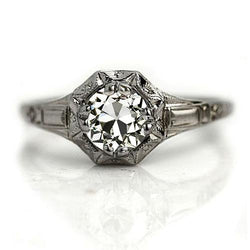 14K Gold Solitärring Alter Minenschliff Diamant Antik-Stil 1.50 Karat