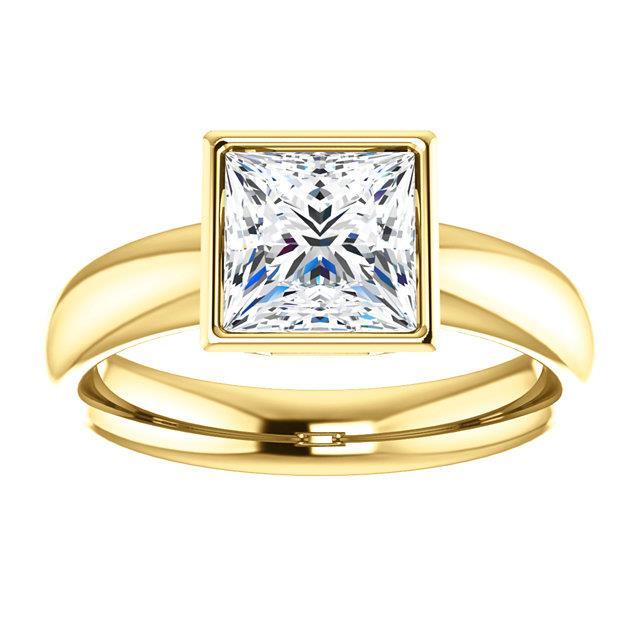 1,51 ct. sparkling princess diamant solitaire ring lünette set