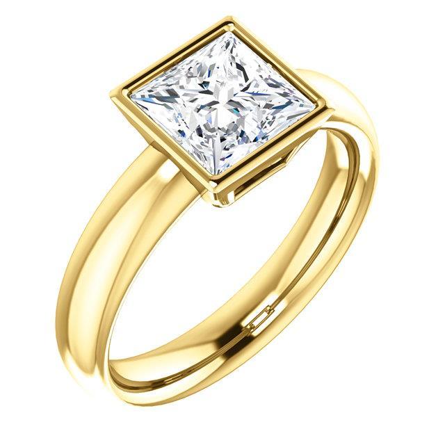 1,51 ct. sparkling princess diamant solitaire ring lünette set