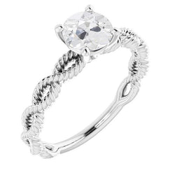 2 Karat Solitaire Runder alter Bergmann Diamantring Infinity Seil Stil