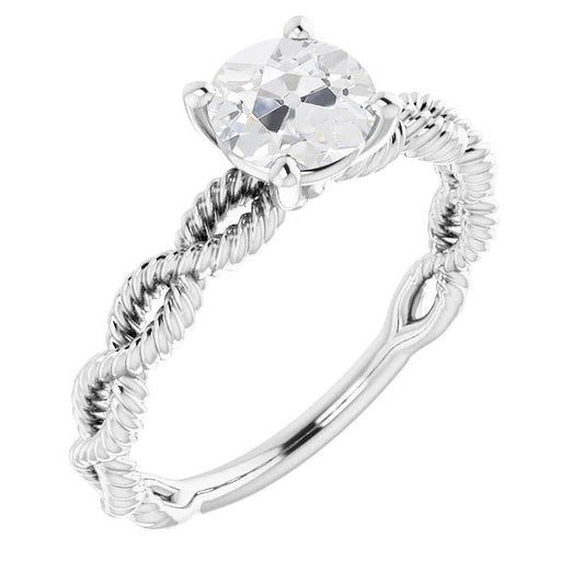 2 Karat Solitaire Runder alter Bergmann Diamantring Infinity Seil Stil - harrychadent.ch