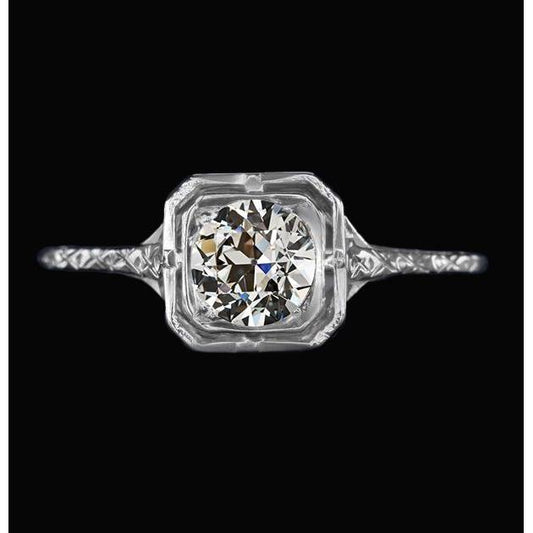 2 Karat Solitär Damenring Old Mine Cut Diamant Gold Vintage-Stil - harrychadent.ch