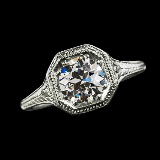 2 Karat Solitärring Rund Alter Bergmann Diamant Vintage-Stil - harrychadent.ch