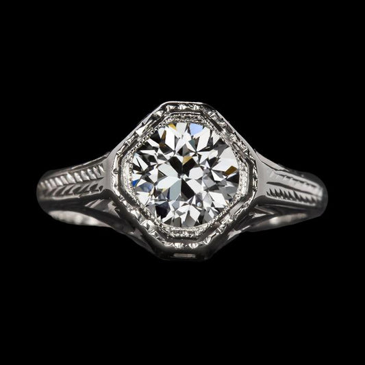2 Karat Vintage Stil Runder Altschliff Diamant Solitär Ehering - harrychadent.ch