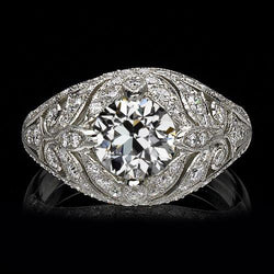 2 Karat Vintage-Stil Solitär-Ring runder alter Minenschliff Diamant