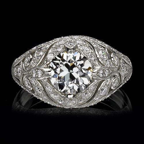 2 Karat Vintage-Stil Solitär-Ring runder alter Minenschliff Diamant - harrychadent.ch