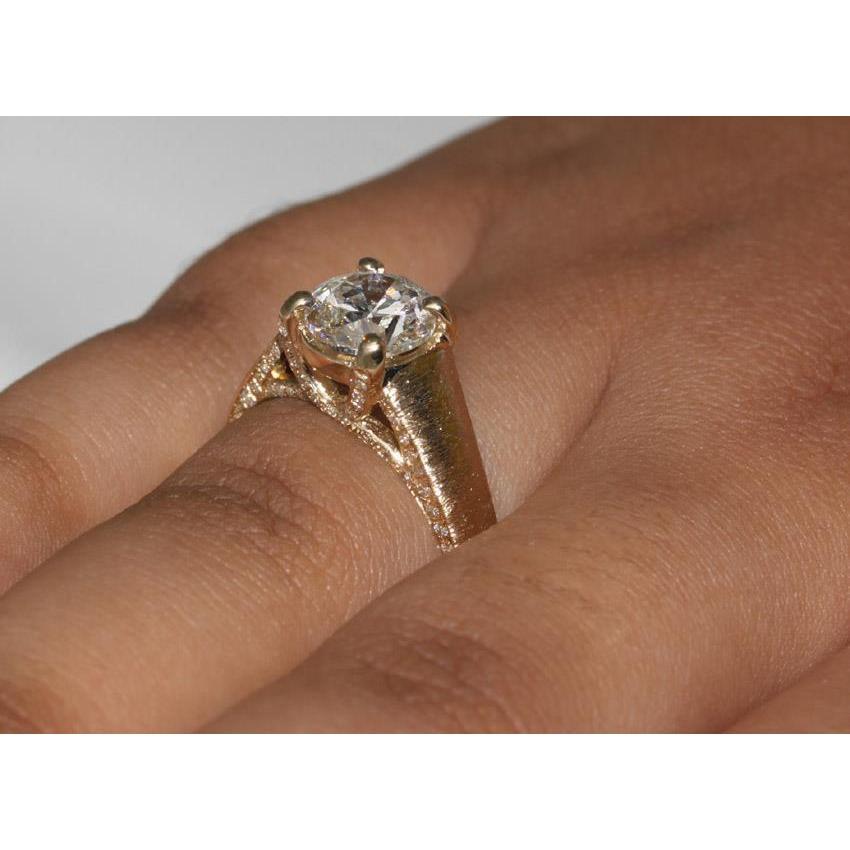 3 Karat Diamant-Finish Micro Pave Ring Gelbgold Neu