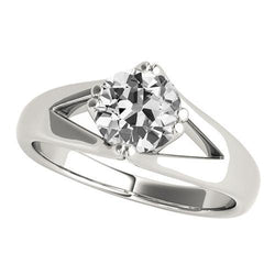 Altschliff-Diamant-Solitär-Verlobungsring mit geteiltem Schaft 1,50 Karat