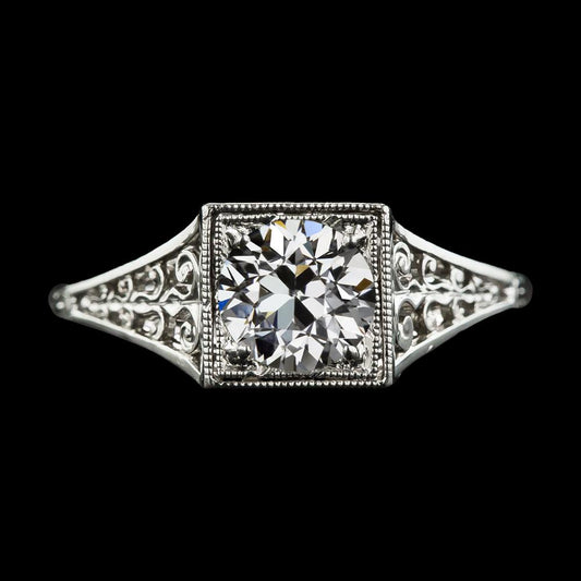 Antiker Runder Altschliff Diamant Solitär Ring 2 Karat Filigran - harrychadent.ch