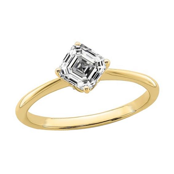 Asscher Diamant Solitaire Ring Gelbgold Damenschmuck 2 Karat - harrychadent.ch