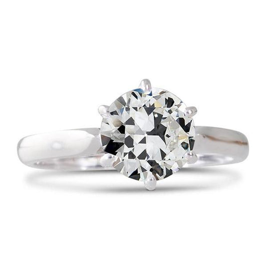 Damen Solitaire Runder Altschliff Diamantring Dicker Schaft 2,50 Karat - harrychadent.ch