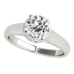 Damen Solitärring Old Mine Cut Diamant 4 Krappen Set 2 Karat